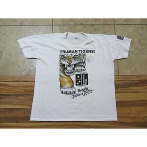 90s Truman Tigers Dominos Pizza White Thin T-shirt Sz XL